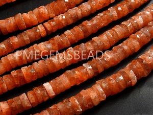 100% naturel Orange pierre de soleil à facettes pneu pièce bouton roue lâche pierre collier Bracelet grossiste fournitures pour la fabrication de bijoux - Product Image 3