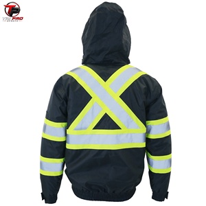 <b>Mens</b> Hi Visibility Safety <b>Jacket</b> <b>Reflective</b> Workwear Waterproof Hooded Industrial Warning Uniform OEM Custom Logo - Product Image 2