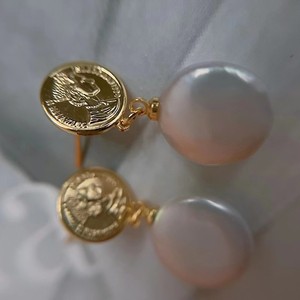 ต่างหูแบบห้อยสไตล์ยุโรป-อเมริกัน จูจี้ ประดับมุกน้ำจืดธรรมชาติทรงกระดุม ยอดนิยม - Product Image 5