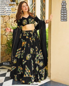 Vallari Lehenga Choli bleu marine brodé à séchage rapide, en tissu de soie intérieur, longueur au sol, coupe classique, tenue traditionnelle pour femme - Product Image 2