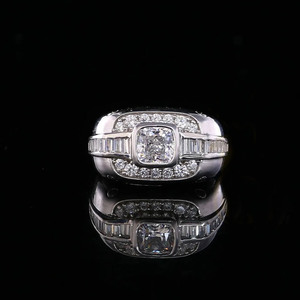 Women's Cushion Cut Moissanite Engagement <b>Ring</b> 925 Sterling Silver Bezel Setting Pave Diamond Geometric Classic Style Jewelry - Product Image 1