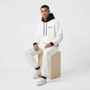 Survêtement blanc pour homme Hawkeye, à capuche, long, avec cordon de serrage, poche, coupe ample, couleur unie, 100% coton, vêtements d'automne - Product Image 5
