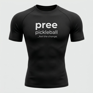 <b>Men's</b> pickleball custom logo <b>compression</b> t <b>shirt</b> crew neck short sleeve four way stretch breathable spandex poly fabric OEM ODM - Product Image 5
