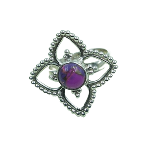 แหวนเงินแท้ 925 ประดับพลอยสีม่วงทองแดง แหวนดีไซน์แฮนด์เมด แหวนโบโฮ ของขวัญเครื่องประดับ - Product Image 1