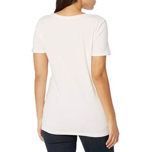 Camiseta de Cuello en V para Mujer, Tejido de Mezcla de Algodón Suave, Diseño a Cuadros Estampado, Ecológica, Informal, de Manga Corta, Cómoda para Uso Diario - Product Image 2