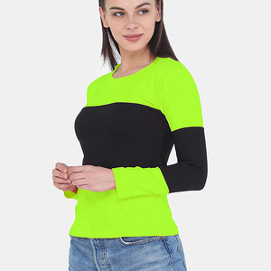 Women's Everyday <b>Long</b> Sleeve Color Block <b>T</b> <b>Shirt</b> OEM Wholesale Slim Fit <b>T</b> <b>Shirt</b> Full Sleeve <b>T</b> <b>Shirt</b> Regular <b>Length</b> <b>T</b> <b>Shirt</b> - Product Image 6