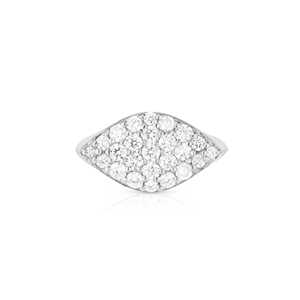 14K Solid Gold Round Lab Grown Diamond Pinky Ring Pave Set Marquise Shape Cluster Statement Signet Bands Factory Price Wholesale - Product Image 5