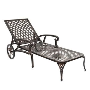 Lettino Prendisole da Giardino in Alluminio Pressofuso con Schienale Regolabile 193*64.5*93cm, Finitura Bronzo - Product Image 3