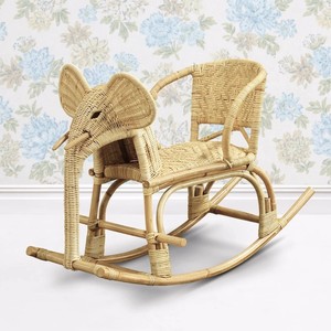 Chaise à bascule pour bébé, jouet en bois, cheval à bascule, jouets animaux à chevaucher, balançoires en rotin en forme d'éléphant - Product Image 1