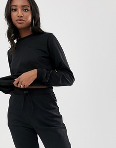 Ensemble de survêtement sportif pour femmes en polyester/nylon noir, 2 pièces, décontracté, manches longues, col rond, couleur unie, respirant, de haute qualité, hiver - Product Image 3