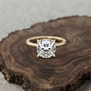 Anillo de Compromiso con Diamante Cultivado en Laboratorio, Corte Cojín, Halo Oculto, Solitario, Anillo de Oro Elegante, Anillo de Novia de Lujo, Anillo de Propuesta - Product Image 1