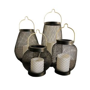 Farol de Alambre de Hierro Negro con Asa, Portavelas Metálico Portátil para Decoración del Hogar, Jardín y Bodas - Product Image 6
