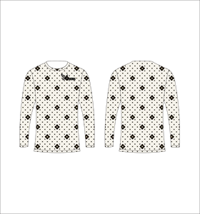 Maillot de sport personnalisé à manches longues en sublimation, léger, avec motif floral crème et noir – Fabricant de vêtements en gros - Product Image 1