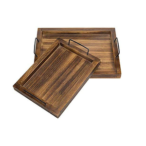 Bandeja Rectangular Rústica Moderna de Madera de Acacia y Durazno Hecha a Mano con Asa de Hierro para Bodas, Bares y Restaurantes - Product Image 6