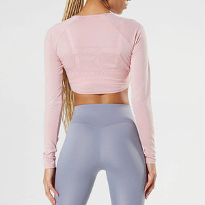 Camiseta Deportiva de Manga Corta con Cuello Alto para Mujer, Elástica, de Spandex/Nylon, de Secado Rápido y Transpirable, Venta al Por Mayor - Product Image 5