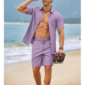 Ensemble de survêtement deux pièces pour homme, mode été, avec pantalon fin à manches courtes et short en tissu - Product Image 3