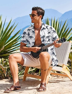 Camisa hawaiana floral para hombre, manga corta, estampado tropical, informal, para playa, con botones, colorida, para vacaciones, camisa de verano - Product Image 3