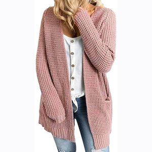 Cardigan en tricot élégant pour femme, pull doux texturé, chaud, à superposer, haut décontracté à manches longues, tenue d'hiver - Product Image 5