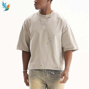 Camisetas Personalizadas OEM para Hombre, Estilo Vintage Desgastado, Tejido Grueso, Casual, Poliéster/Algodón, Manga Corta, Transpirable, de Secado Rápido - Product Image 2