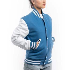 2026 Custom Women <b>Red</b> Color Varsity Jacket with Pockets White Sleeves Winter Jacket Breathable High Quality <b>Wool</b> Varsity Jackets - Product Image 1