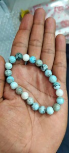 Pulsera de Larimar, pulsera de piedras preciosas redondas lisas de Larimar natural, pulsera difusora de piedras, pulsera elástica, regalo para hombres y mujeres - Product Image 3