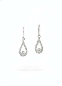 Pendientes de Lágrima con Diamantes Redondos para Mujer, Diamantes Naturales y Cultivados en Laboratorio - Product Image 1