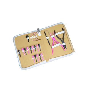 Kit d'outils pour extensions capillaires : pinces métalliques et plastiques, ensemble d'installation et de retrait, étanche, rose et noir, pour micro-liens et extensions cousues à la main, durable - Product Image 4