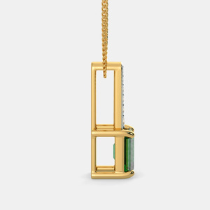 Collier pendentif barre en or jaune avec diamant de laboratoire taille émeraude - Product Image 6