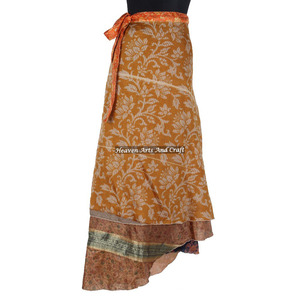 Manufacturer Exporter and Supplier of Ladies Silk Wrap <b>Skirt</b> <b>Boho</b> Stylish Multi Color Summer Wear Comfortable Fashion Hippie - Product Image 1