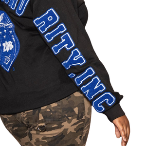 Sudadera Negra de Chenille de la Hermandad Zeta Phi Beta para Mujer, Diseño con Letras Griegas en la Espalda, Talla Real, Sudadera Cómoda para Hermanas - Product Image 4