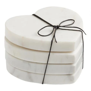 Juego de Posavasos de Mármol Blanco con Silueta de Gota de Lluvia Creativa - Posavasos de Piedra Natural con Borde Curvo Moderno para Mesa - Product Image 4
