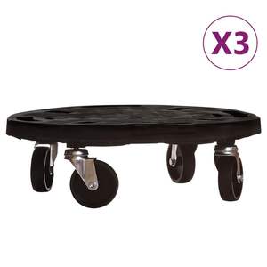 Juego de 3 Carritos para Plantas de Polipropileno Negro de 15.7 Pulgadas de Diámetro para Carretillas de Mano - Product Image 2