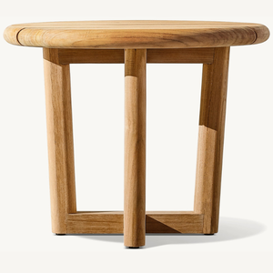 Modern Round Teak Coffee <b>Table</b> with Durable Eco-Friendly Wood for Terrace or Living Room Use - Product Image 3