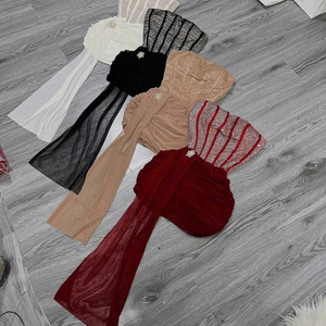 Robes de soirée plissées en dentelle pour femmes, taille naturelle, coupe ajustée, sans bretelles, en mousseline, décontractées, lavables, teintes unies, directement de l'usine - Product Image 4