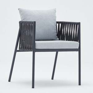 Modern Rope Living Room <b>Chair</b> with Metal Legs Solid Back Cushioned Armchair Tropical Design Outdoor Leisure Seat - Product Image 1