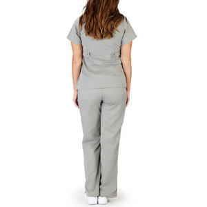 Tenue médicale unisexe personnalisable avec logo OEM pour fabricants : Ensemble de blouses à col en V et pantalons droits pour hôpitaux - Product Image 4