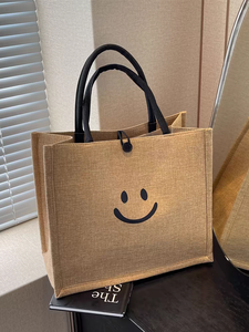 Bolsa de Compras Reutilizable Ecológica de Yute con Asas Resistentes y Gran Capacidad para Compras Diarias, Cocina y Uso en Exteriores - Product Image 4