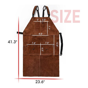 Tablier de soudeur en cuir de vachette Dustline Commodities 41 x 23, résistant à la chaleur, avec poches, design unisexe à bretelles croisées, fabriqué au Pakistan - Product Image 2