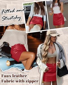 Mini-jupe en cuir pour femme, taille haute, style club, moulante, courte, personnalisable OEM ODM, marque privée, vente en gros de vêtements - Product Image 3