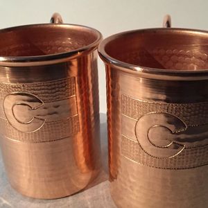 Copper <b>glasses</b> premium finish edge metal tumblers for <b>water</b> juice cocktail use durable reusable kitchen dining drinkware - Product Image 1