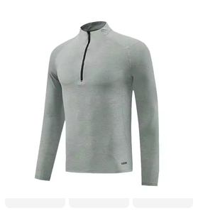เสื้อแจ็คเก็ตวิ่งผู้ชายแขนยาวไร้ตะเข็บสำหรับออกกำลังกาย ป้องกันแสงแดด ซิปครึ่งตัว แห้งเร็ว กันลม ยืดได้สี่ทิศทาง - Product Image 6