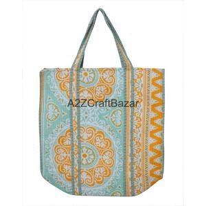 Sac fourre-tout matelassé à rayures en coton 100 % écologique, grand format, doux et rembourré, réutilisable, pour usage quotidien, voyage, shopping, cadeaux - Product Image 4