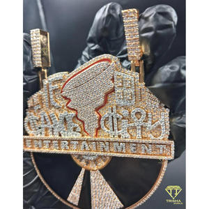 Collier pendentif logo Iced Out Entertainment avec diamants VVS cultivés en laboratoire et bijoux hip-hop en argent sterling 925 - Product Image 4