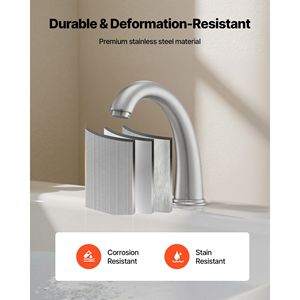 Acciaio inox spazzolato beccuccio ad arco alto 3 fori vasca romana rubinetto vasca da bagno cascata 2 manici bagno vasca rubinetti doccia - Product Image 4