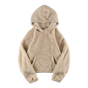 Wholesale <b>Mens</b> Womens <b>Sherpa</b> <b>Fleece</b> Hoodie Soft Warm Winter Hooded Pullover Sweatshirt Custom Design Casual Outdoor Wear Factory - Product Image 3