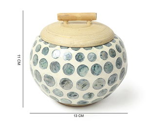 Pot en bambou nacre, pot incrusté de coquillages naturels pour les collations du Nouvel An, bijoux, Vietnam par 99 Gold Data - Product Image 2
