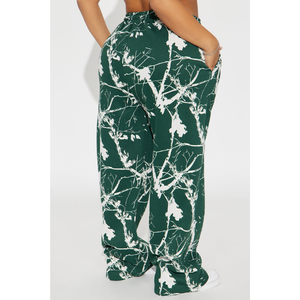 Ensemble sweat-shirt et pantalon pour femme, imprimé floral vert, style streetwear, manches longues, coupe ample, décontracté, tricoté, 2 pièces, 100% coton - Product Image 6