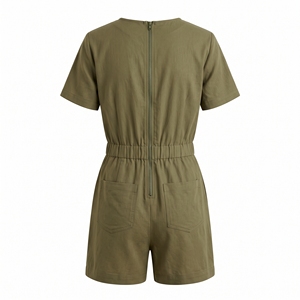 Combinaison décontractée une pièce pour femme, style utilitaire, sans manches, respirante, en tissu non tissé et élasthanne, unie, avec ceinture, longueur au-dessus du genou, pour l'été - Product Image 3