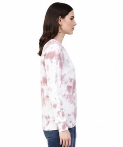 Sweat-shirt tie-dye pour femme, manches longues, col rond, décontracté, vêtements d'automne, coton, fibre de bambou, tricoté, respirant, coupe régulière - Product Image 5