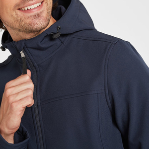 Chaqueta Softshell Azul Marino con Capucha para Hombre, Cierre Completo con Bolsillos Delanteros, Ropa Exterior Ligera - Product Image 6